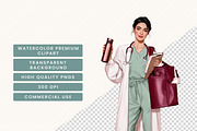 Watercolor Nurse Clipart Bundle, a Healthcare Illustration by BusyDaydesign (Thumbnail 7 of 9)
