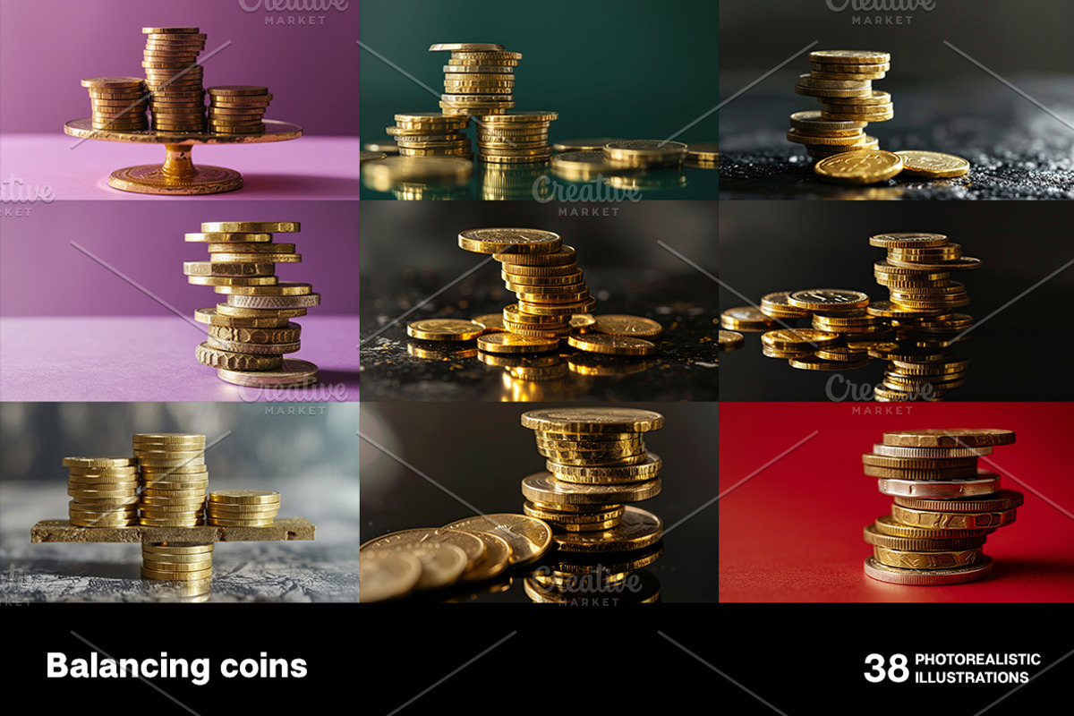 Balancing coins. 38 images, a Business Photo by Handmadefont (Photo 6 of 10)
