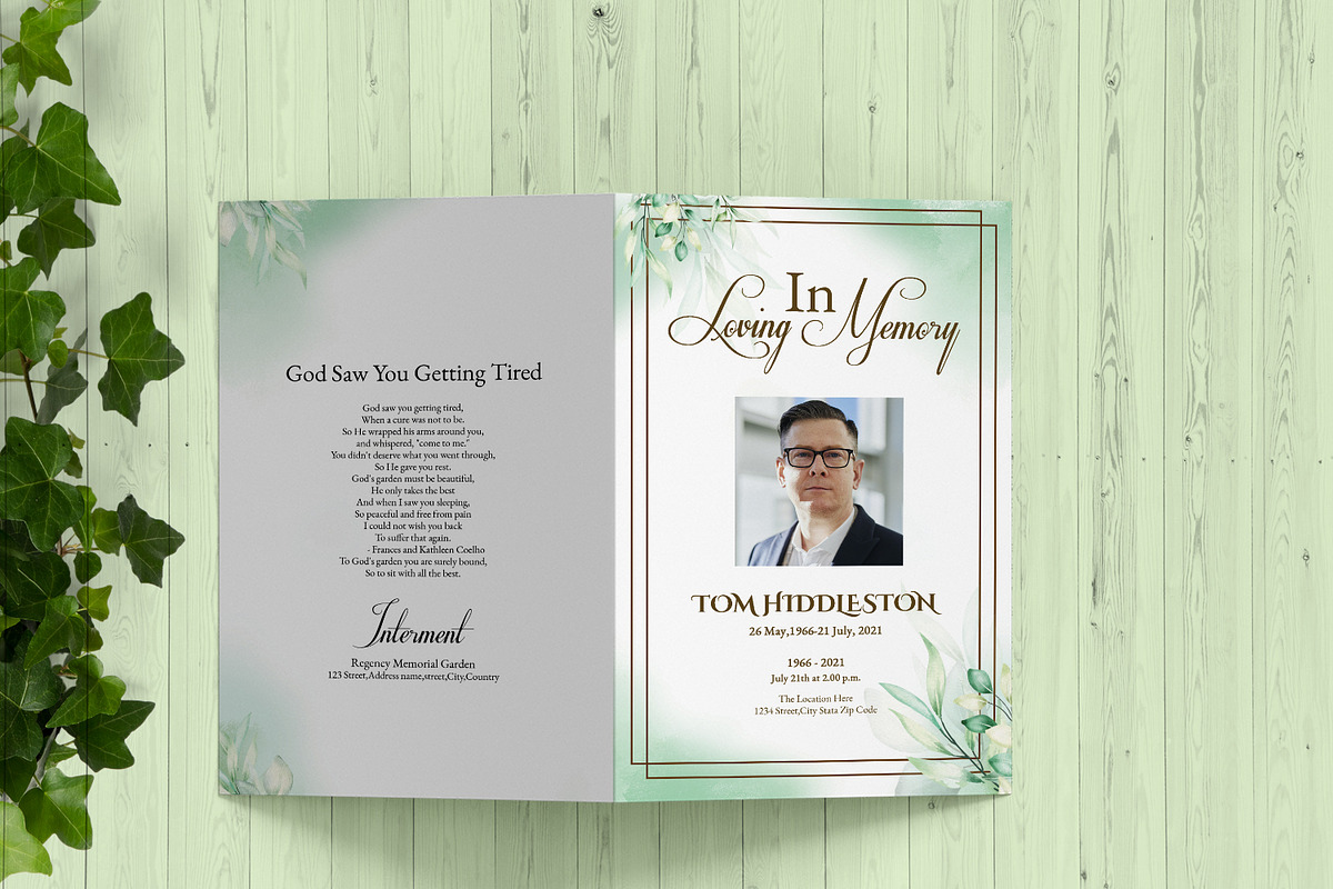 Floral Funeral Program Template, a Brochure Template by Template Shop (Photo 5 of 5)