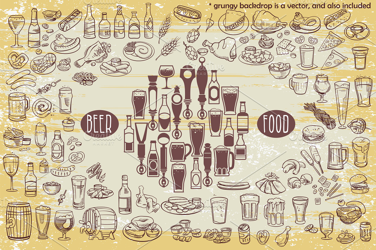 Pub Foods&Drinks | Doodle Vector, a Pattern Graphic by Red Spruce's Vector Shop (Photo 1 of 11)