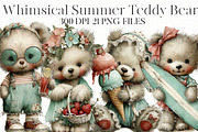 Whimsical Summer Teddy Bear Clipart, an Illustration by Designworld (Thumbnail 1 of 8)