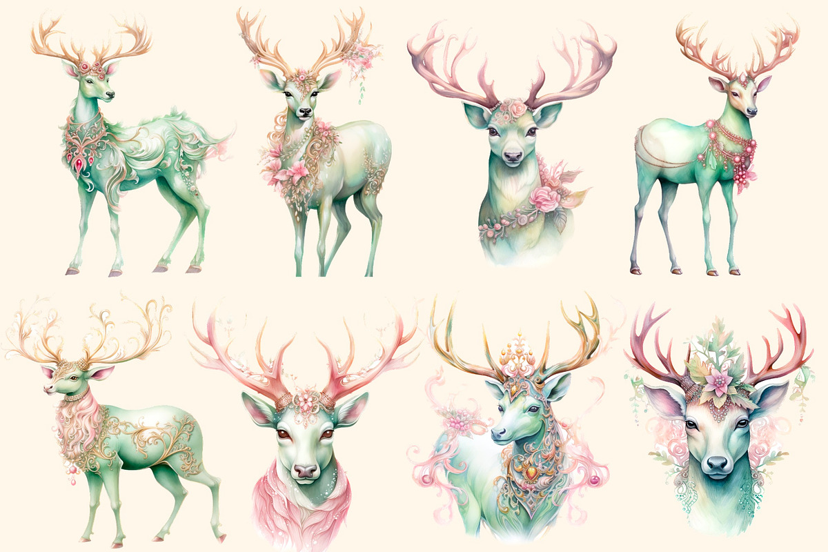 Victorian  Christmas deer , Clipart, an Animal Illustration by Hello My Print (Photo 8 of 10)