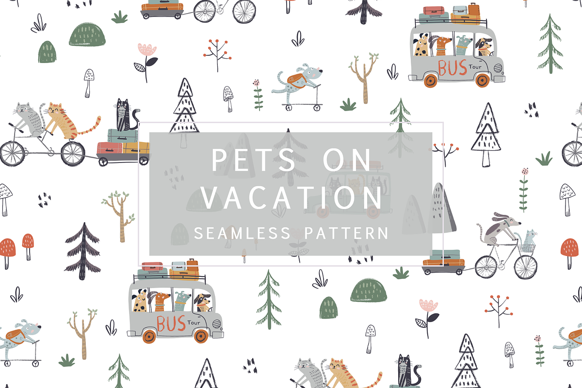 Cute Dogs and Cats Pattern, a Pattern Graphic by Lady Bruniere Design (Photo 1 of 9)