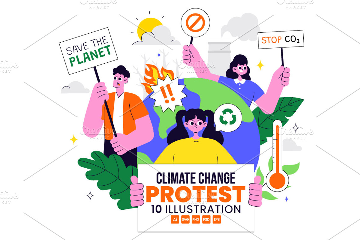 10 Climate Change Protest, a Person Illustration by denayunebgt (Photo 1 of 4)