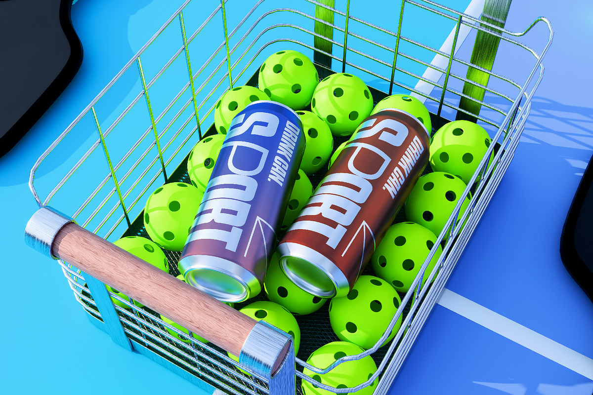 Pickleball Beverage Can Mockup, an Advertising Mockup by herutage (Photo 4 of 4)