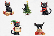 Funny Christmas Black Cat Clipart Bu, an Illustration by CrexoraLab (Thumbnail 3 of 5)