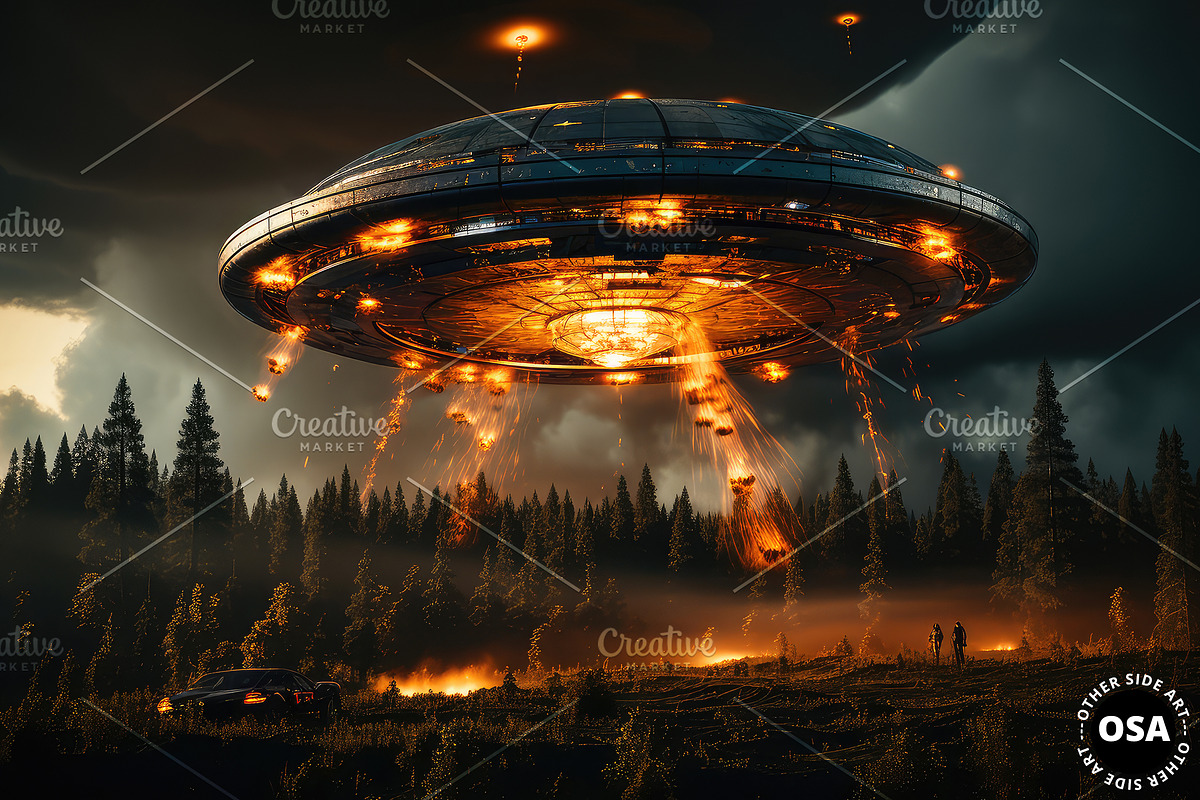 Ufo Disc Visiting Earth, a Technology Illustration by Other Side Art