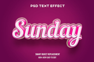 Sunday 3D Text Effect Psd