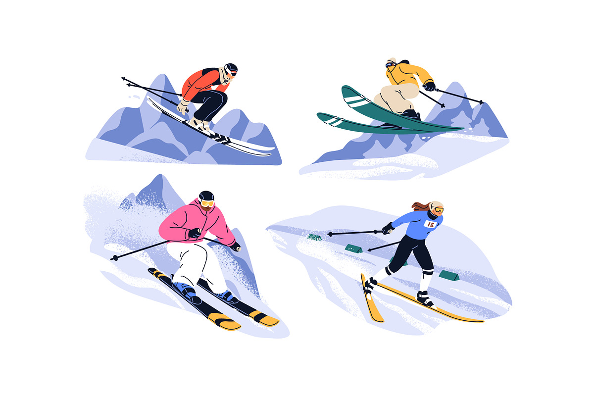 People skiing at ski resort set, a Sport Illustration by Good Studio (Photo 2 of 3)