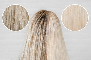 Sick cut and healthy hair care kera containing hair, after, and before