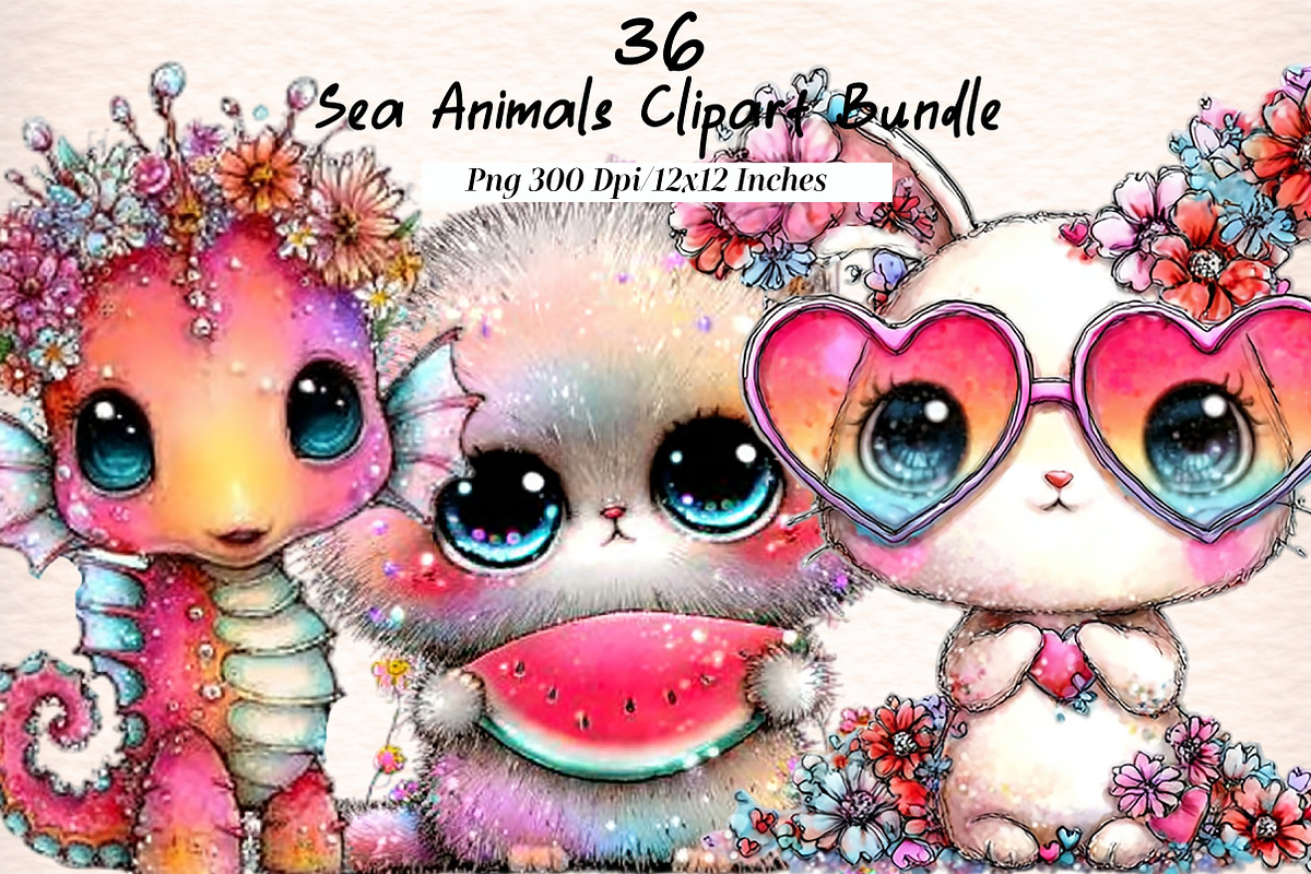 Sea Animals Clipart Bundle, an Illustration by Digital Artistic99 (Photo 1 of 11)