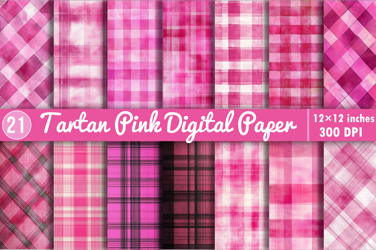 Tartan Pink Digital Paper, an Illustration by SinaCreation (Photo 1 of 5)