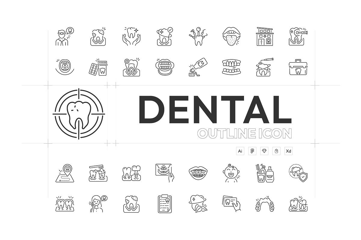 Dental Outline Icon Pack, an Outline Icon by Prosymbols (Photo 1 of 5)