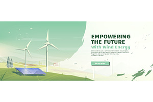 Wind energy landscape banner, an Illustration by art PVP - market