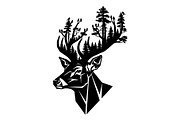 Deer Antler Silhouette Bundle, an Object Illustration by yasushie (Thumbnail 30 of 31)