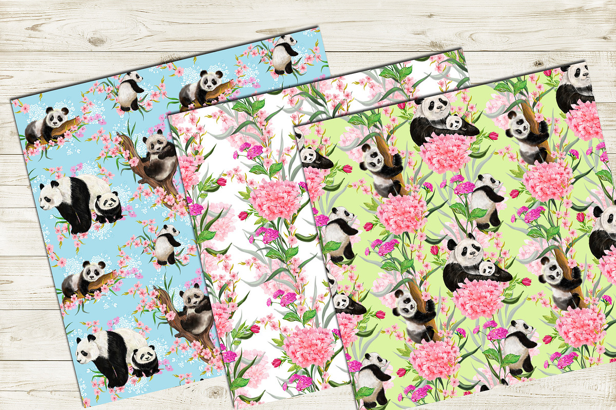 Cute pandas seamless patterns, a Pattern Graphic by MitrushovaArt (Photo 7 of 8)