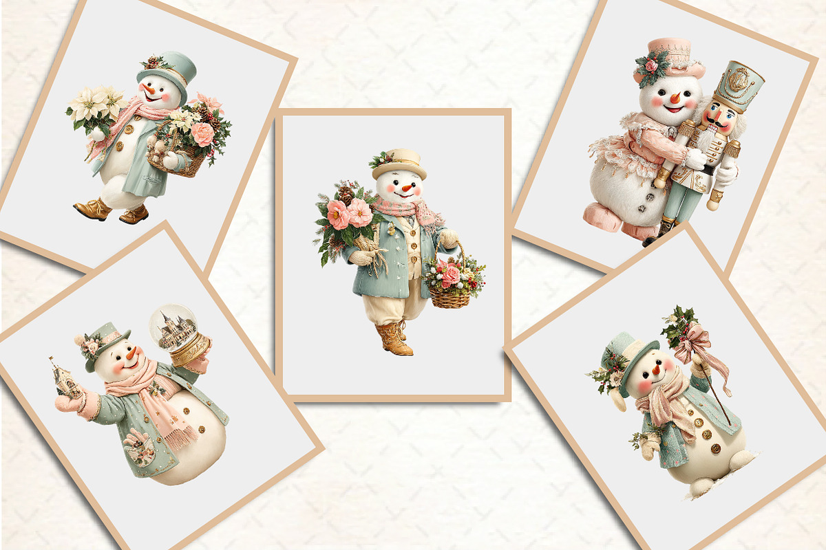 Whimsical Christmas Snowman Clipart, a Seasonal Illustration by Rose Art (Photo 5 of 6)