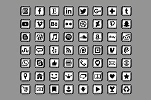 Black Sketch Square Social Icons