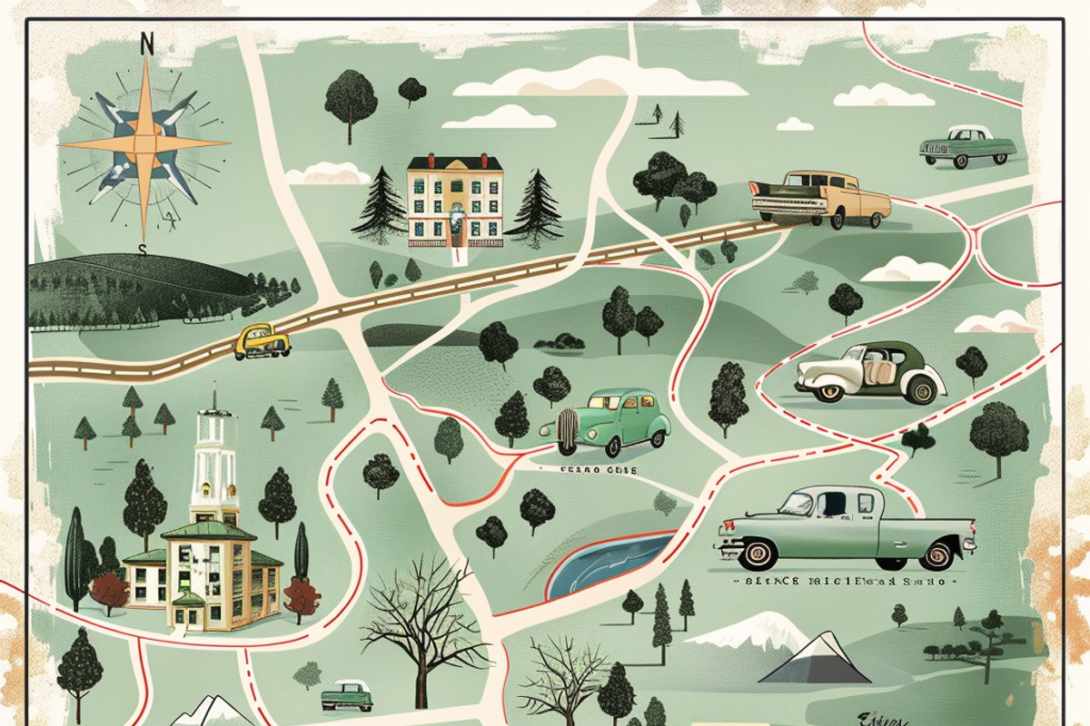 Retro Road Trip Map, a Background Graphic by Printable Treasure (Photo 5 of 9)