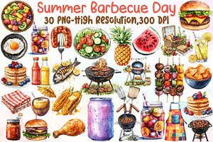 Summer Barbecue Day Clipart, an Illustration by Sublimation Artist