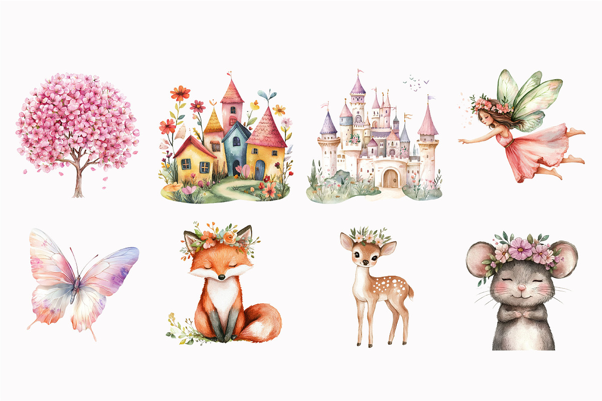Watercolor Pink Garden Fairies Clipa, a Seasonal Illustration by Design Market (Photo 5 of 5)