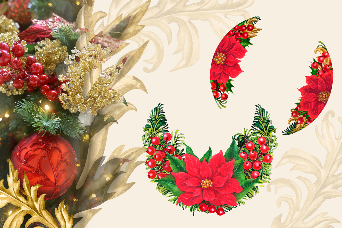 Red Poinsettia, Christmas watercolor, an Illustration by EL_SUHOVA (Photo 14 of 18)