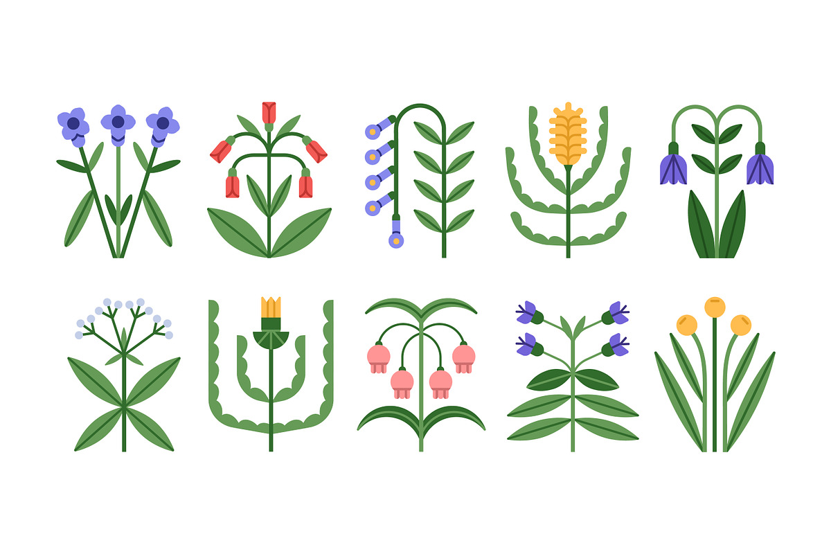 Abstract floral icons, flowers set, a Decorative Illustration by Good Studio (Photo 2 of 13)