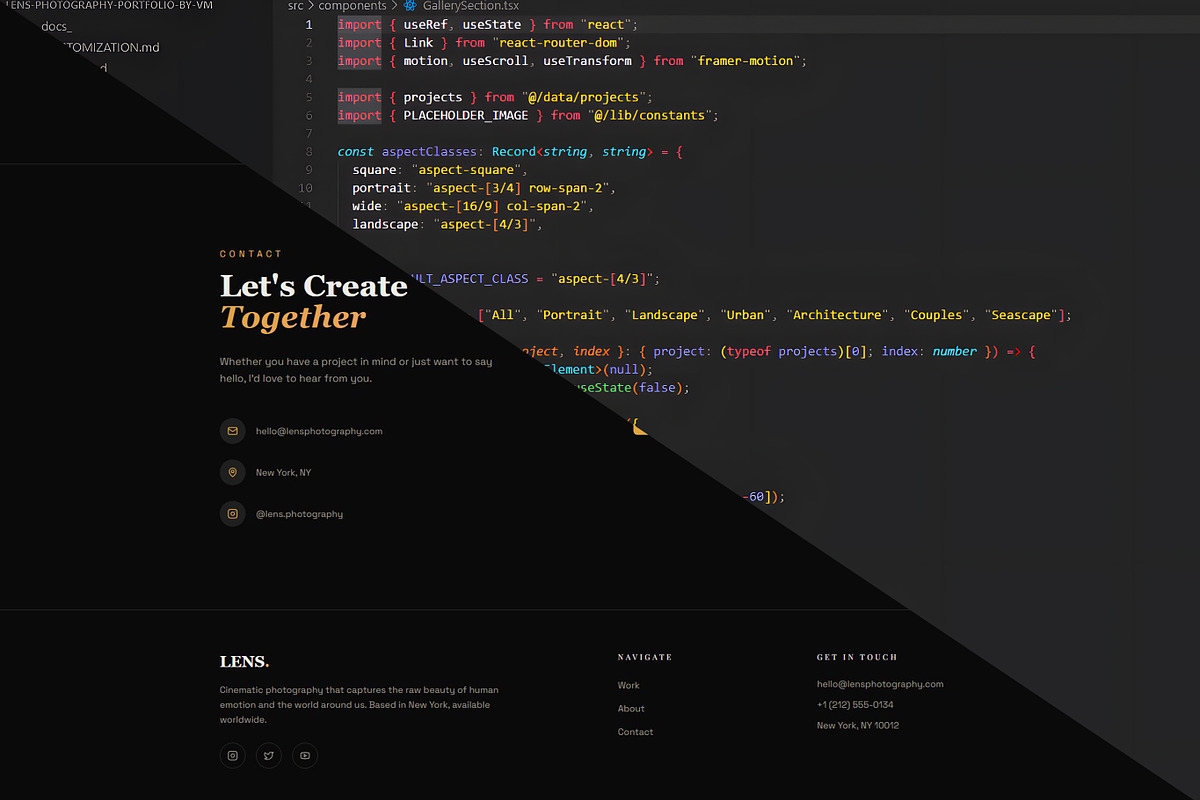 LENS - Photography Portfolio Website, a React Template by VectorMedia (Photo 2 of 4)