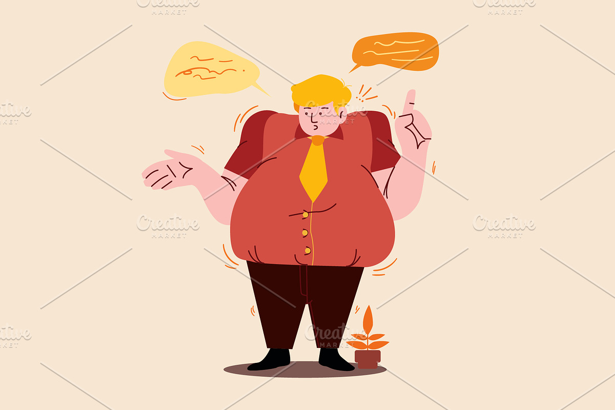Fat Businessman Talking, a Person Illustration by Ahmad_Studio