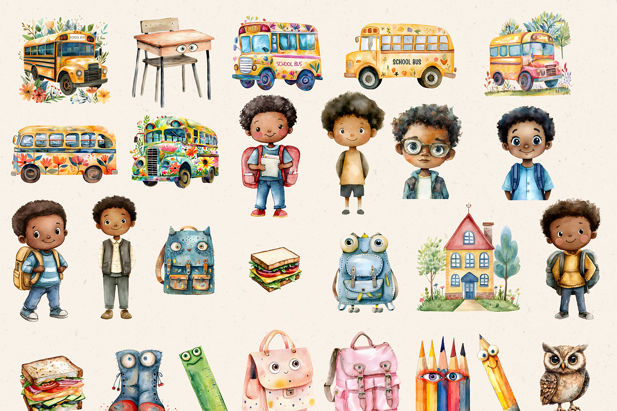 NURSERY BACK TO SCHOOL CLIPART PACK, a Person Illustration by Daring Digies (Photo 3 of 9)