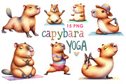 Capybaras yoga PNG collection, an Animal Illustration by Whimsy Brush Studio (Thumbnail 1 of 9)