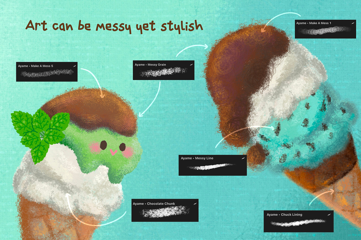 Messy Mint iBox Procreate Brushes, a Brushes & More by ProcreateiBox (Photo 4 of 9)