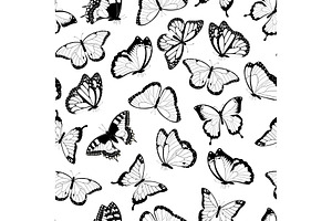 Butterflies Seamless Pattern.