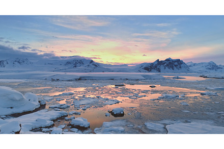 Antarctica winter mountain sunset, a Nature Photo by Mozgova