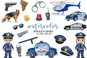 Watercolor Policeman Clipart PNG, a Person Illustration by PatternPalette (Thumbnail 1 of 2)