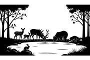 Wildlife Forest Silhouette Vector Bu, an Illustration by Designs_River (Thumbnail 12 of 51)