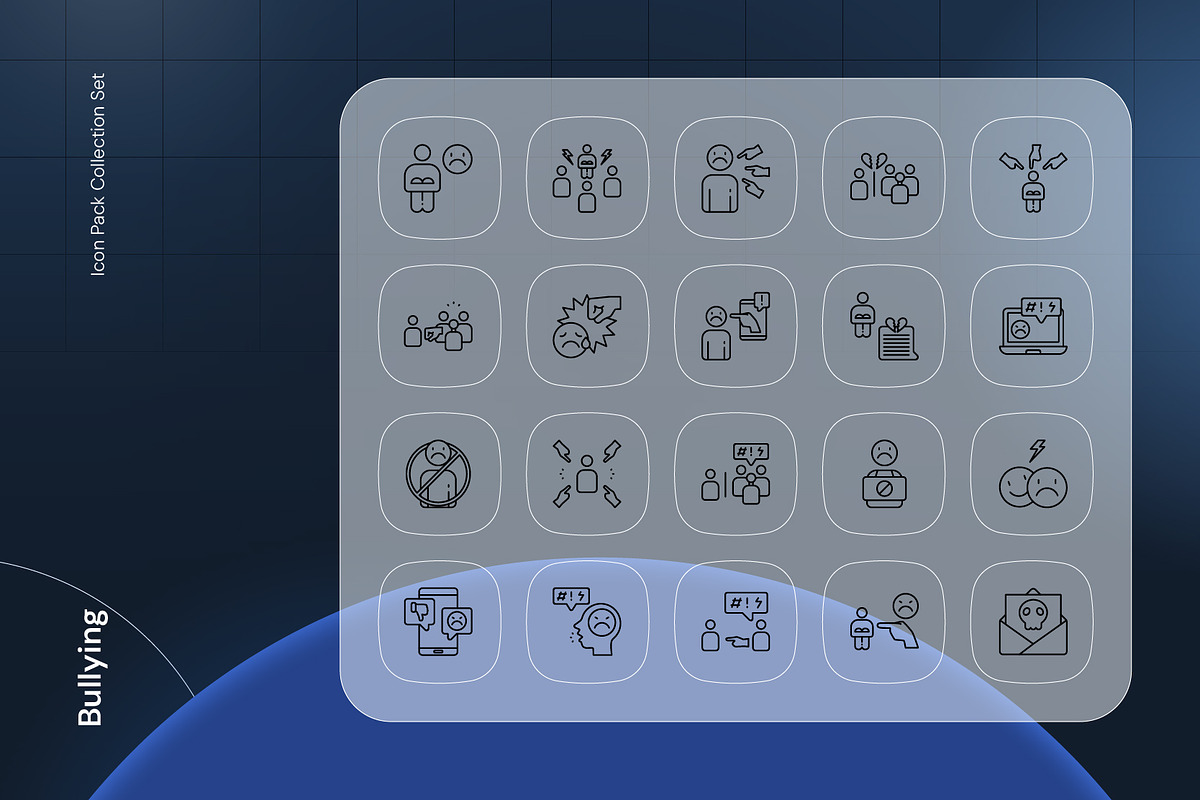 Bullying Icon Set, an Outline Icon by Nathaya Studio (Photo 2 of 2)