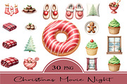 Christmas Movie Night Clipart, an Illustration by CrexoraLab (Thumbnail 1 of 5)