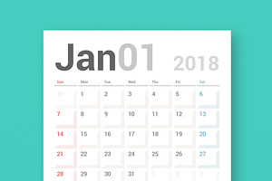 Calendar 2018 Planner Design