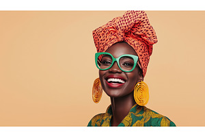 African woman with a vibrant, a Person Photo by Sergey Kotenev