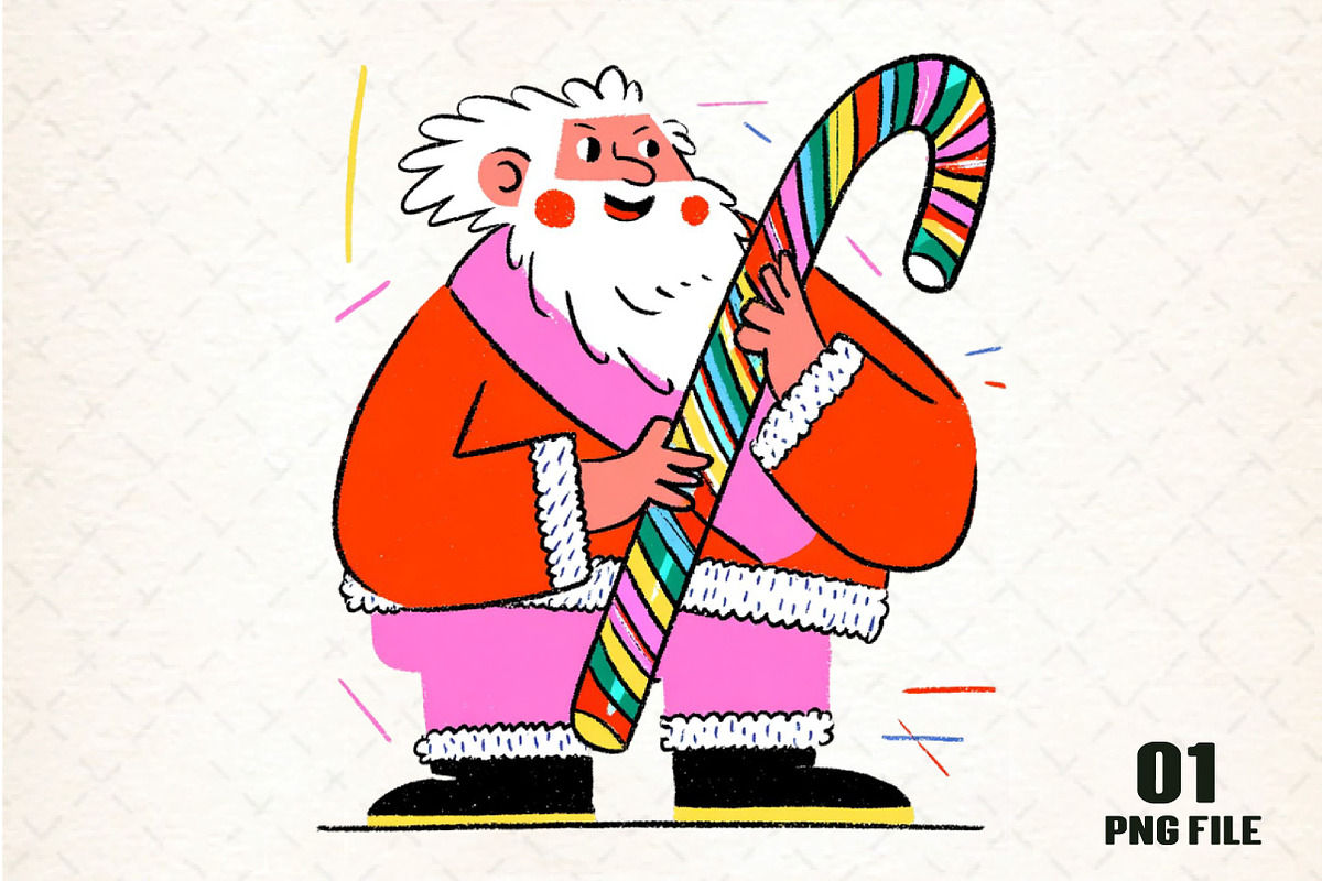 Retro Christmas Santa clipart, an Illustration by DreamCafeArt (Photo 1 of 5)