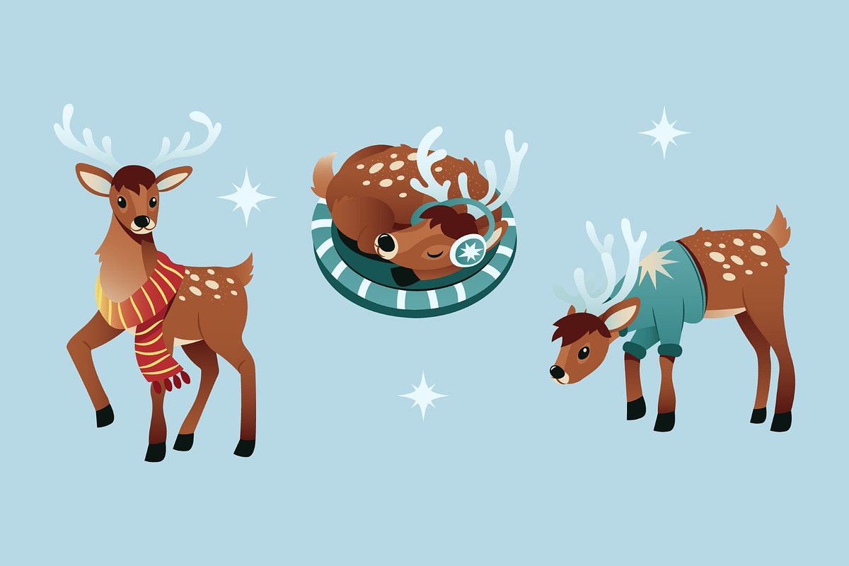 Deer Character Asset Illustration, an Animal Illustration by graphicook (Photo 2 of 3)