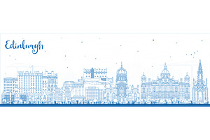 Outline Edinburgh Scotland city., an Illustration by Booblgum