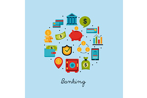 banking icons in circle, a Finance Illustration by studiogstock