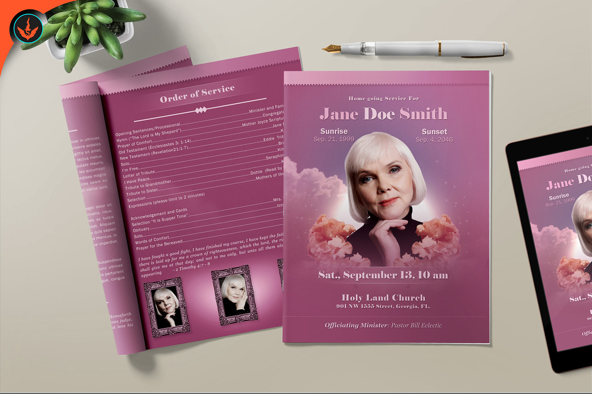 Funeral Program Photoshop Template, a Brochure Template by SeraphimChris (Photo 6 of 7)