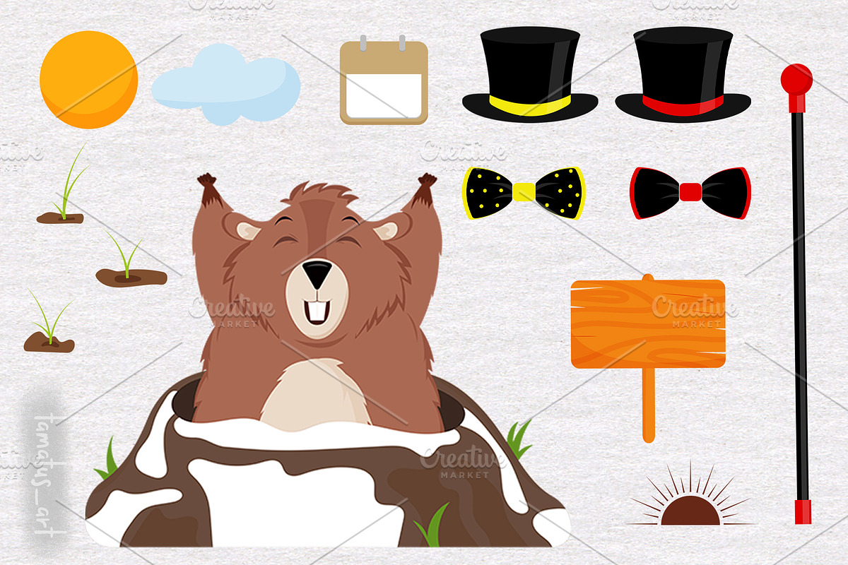 Happy Groundhog Day Clipart, an Animal Illustration by tamatus_art (Photo 8 of 8)