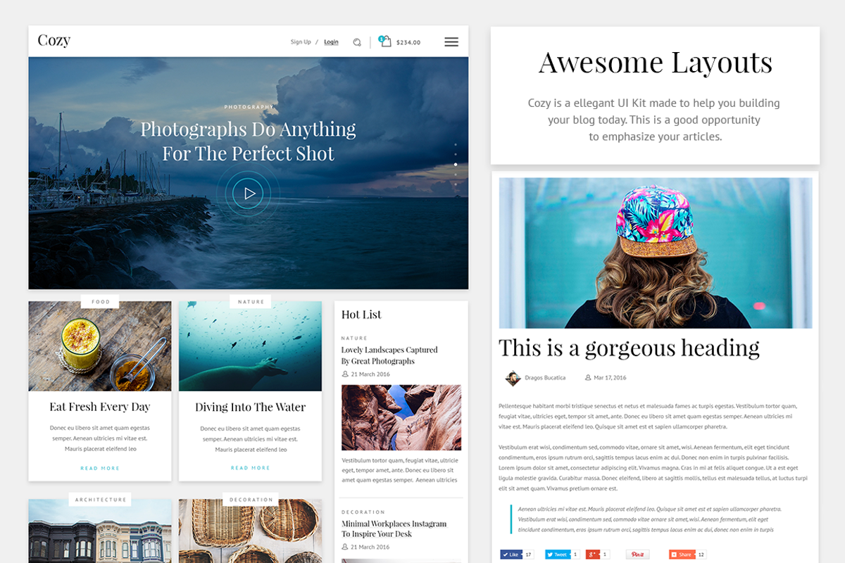 Cozy UI Kit for Blog / Magazine, an UI Kit Template by Dorin007 (Photo 3 of 5)
