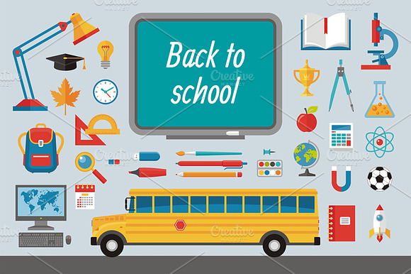 Back To School Flat Icons Set