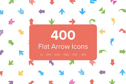 400 Flat Arrows Vector Icons, an Icon by Creative Stall