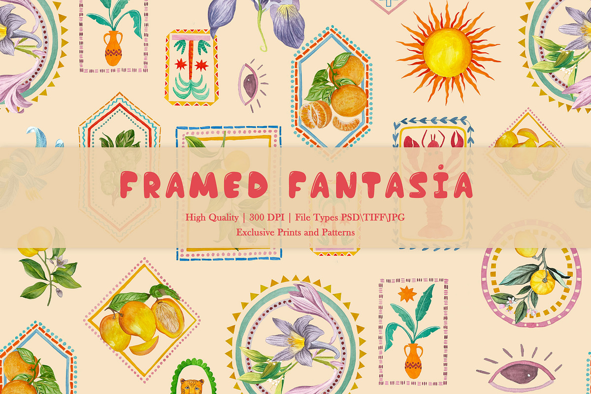 Framed Fantasia Prints & Patterns, a Pattern Graphic by GND ART STUDIO (Photo 1 of 8)